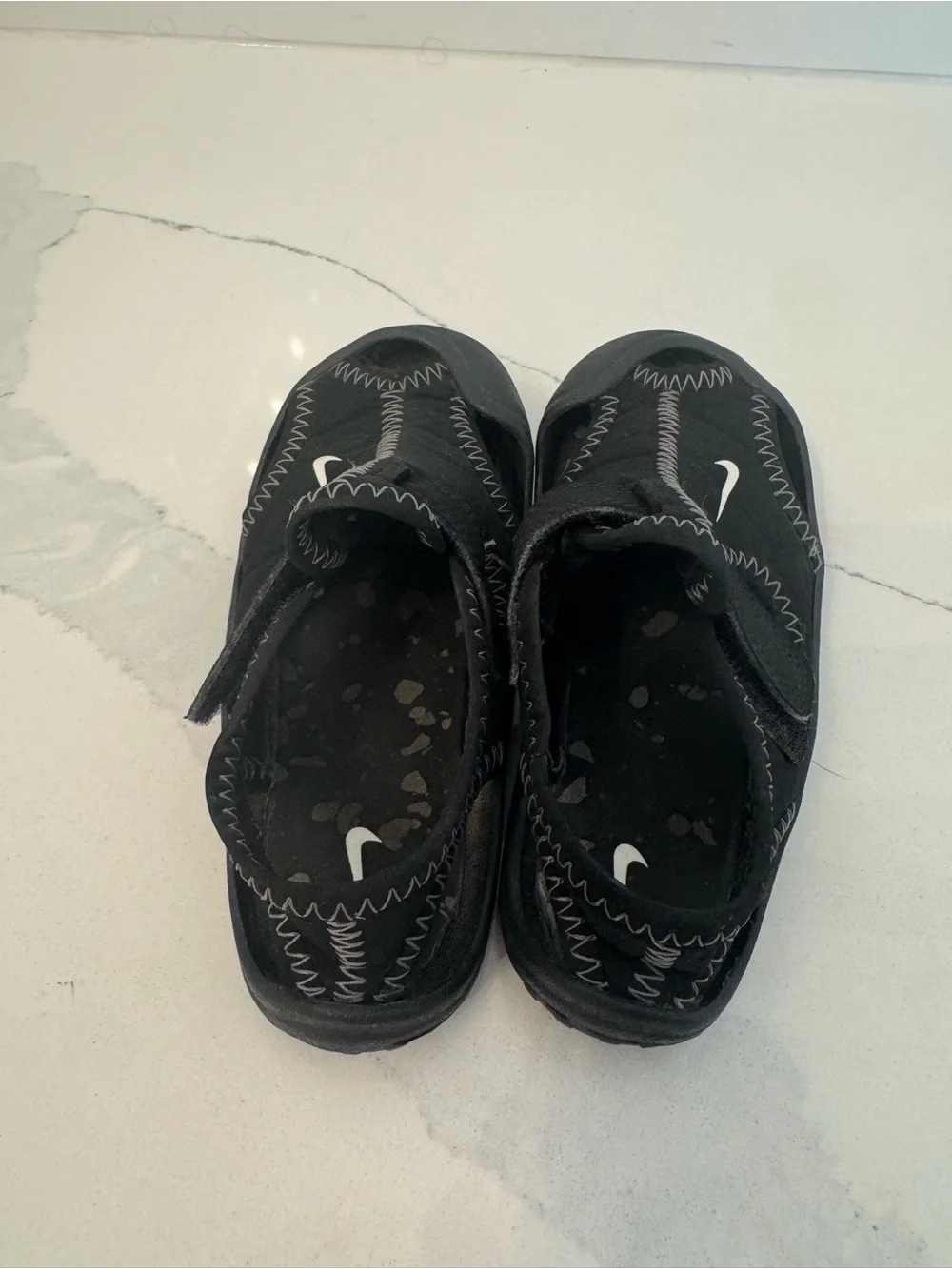 Nike Black Kids' Water Sandals with White Swoosh
